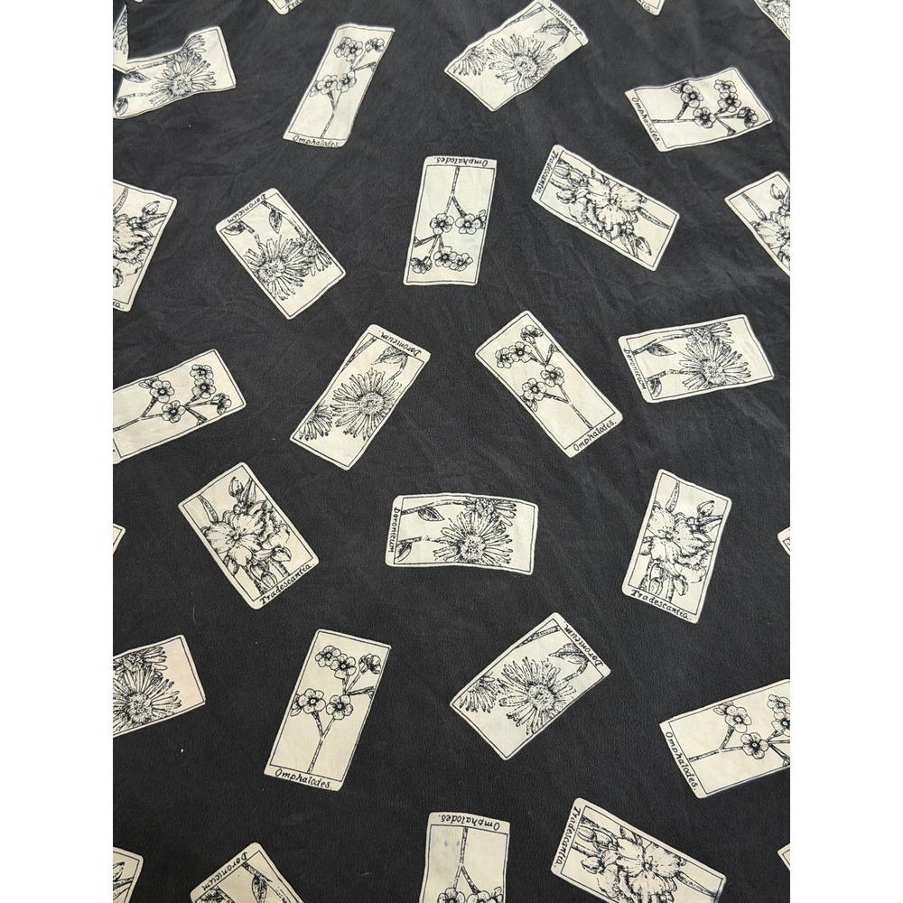 City Silk Womens 100% Silk Botanical Tarot Seed Packet Print Shirt Black Large - Picture 5 of 7